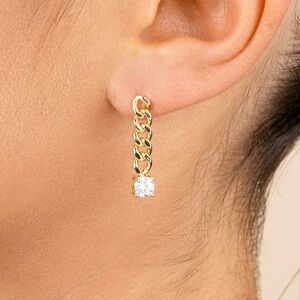 Phoebe Cubic Zirconia Chain Link Drop Earrings 14k Gold Plated